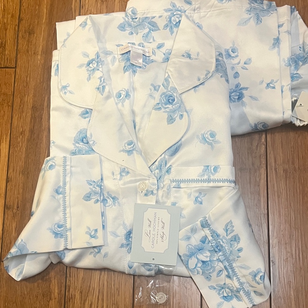 Midnight by Carole Hochman Blue Floral Pajama Set Sz S